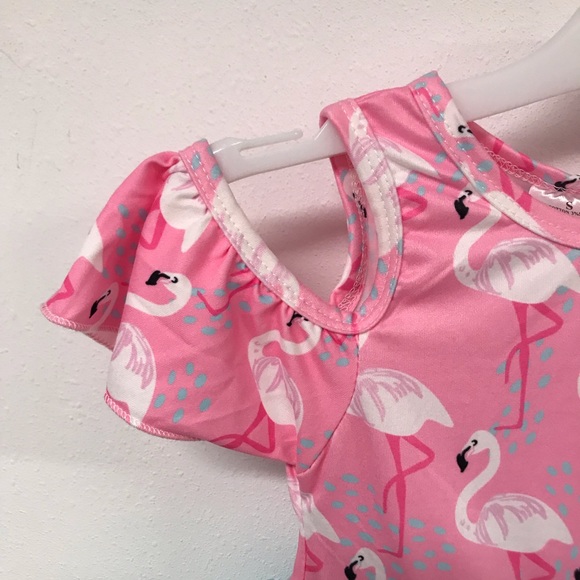 Little Girl Dress Kids Flamingo Cold Shoulder Tutu Tulle Girl Dress Summer Party - Picture 4 of 6
